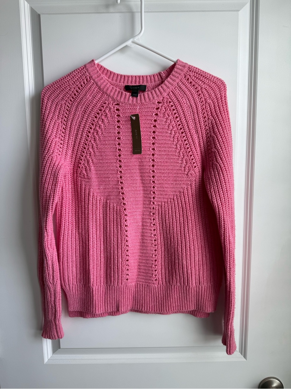 J. Crew Pink Textured Knit Crewneck Sweater